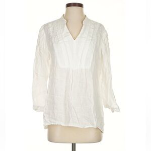 Vineyard Vines 3/4 long sleeve linen white women's Top